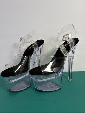 Pleaser Flashdance 708 LED Clear Platform Heels Stripper Shoes Size 8